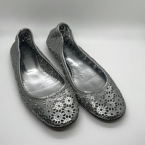 J. Crew Perforated Silver Ballet Flat
